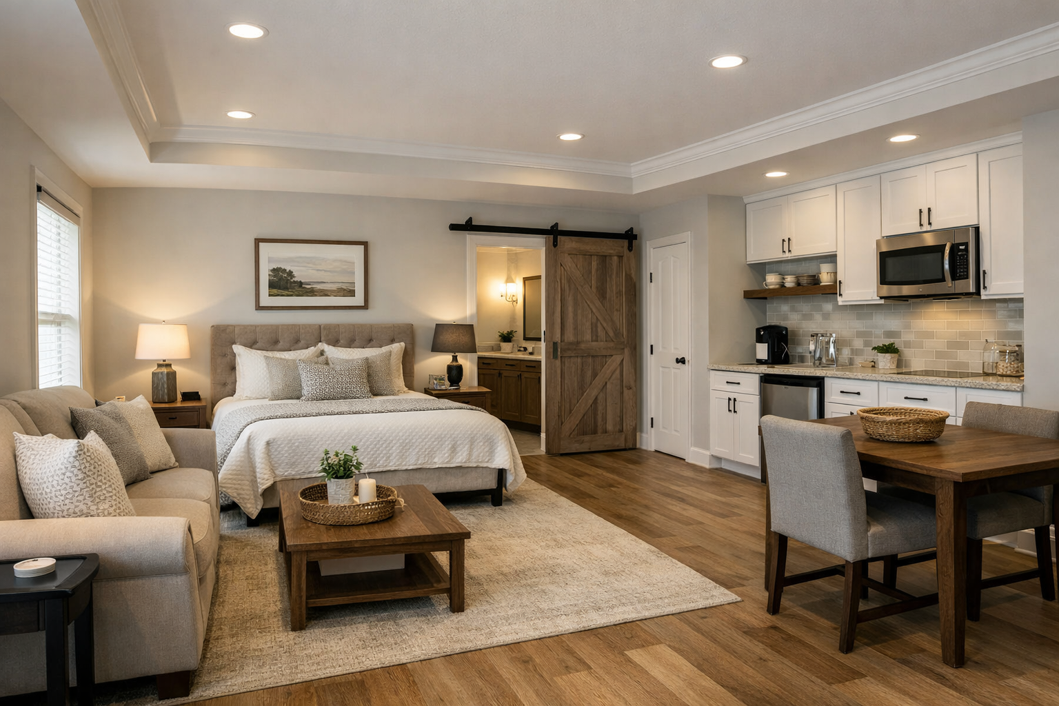 How should kitchens and laundry areas be planned for a larger household?
