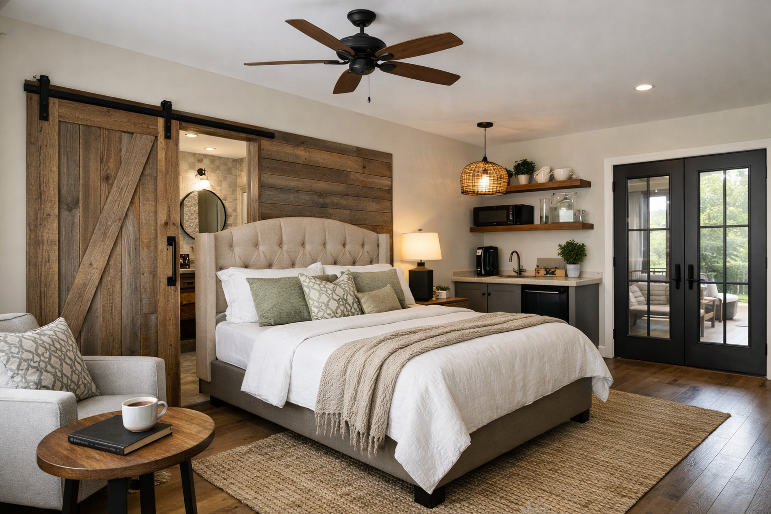 Should the parent suite have a separate entrance or kitchenette?