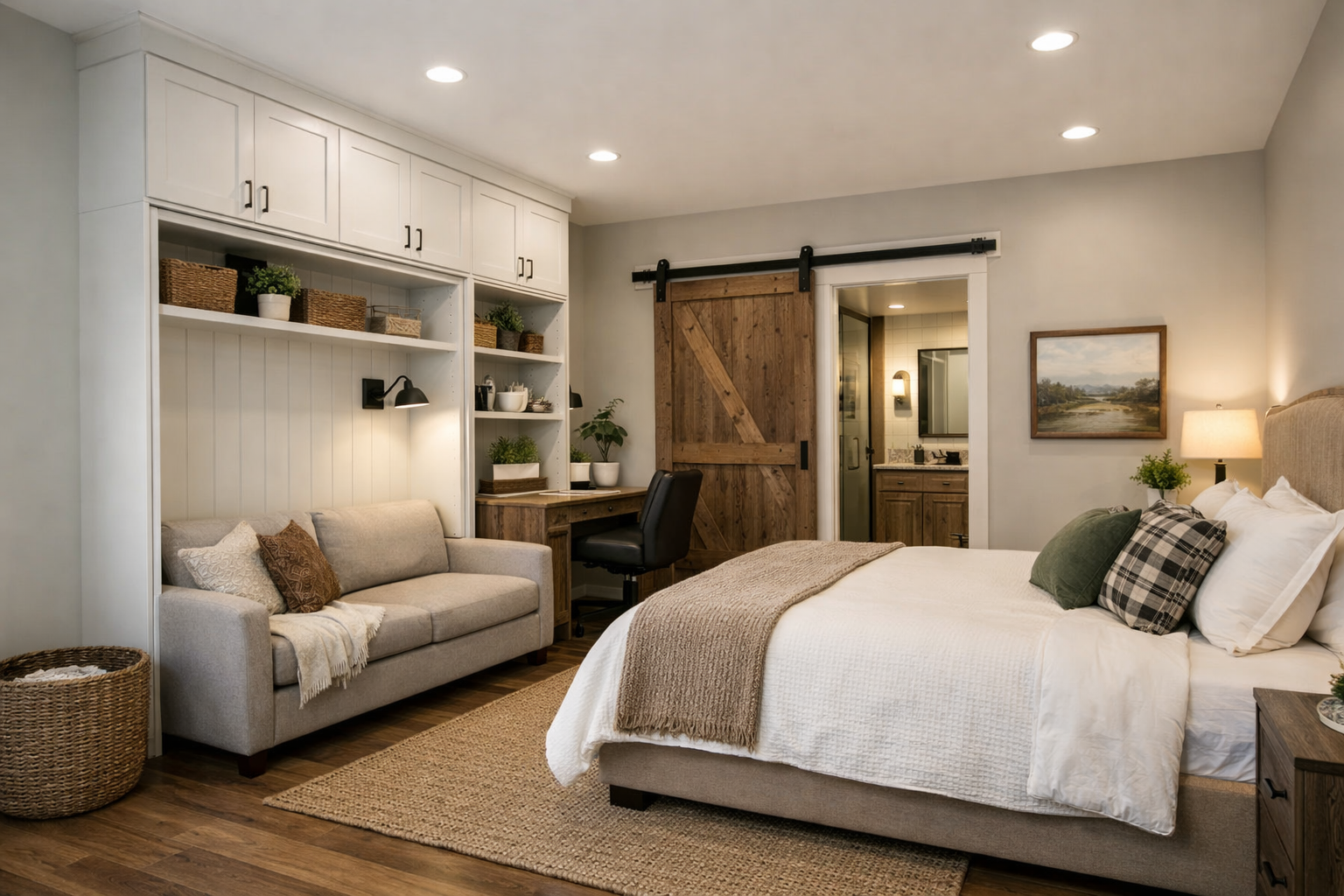 Where should the guest apartment connect to the main home?